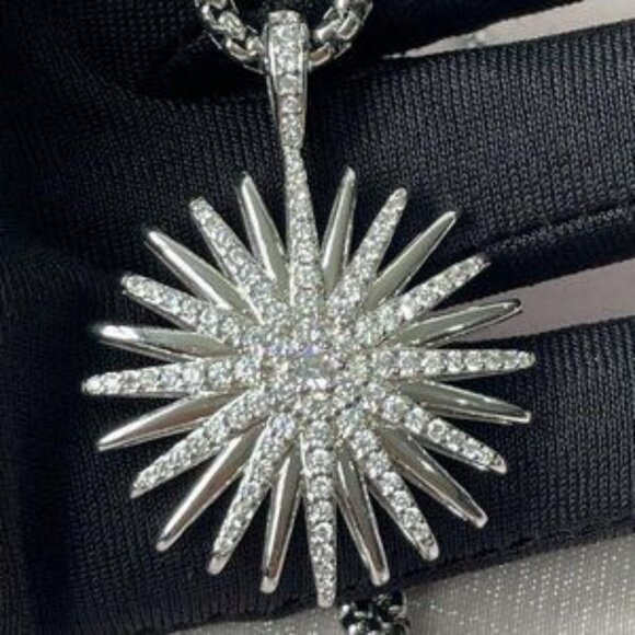 Fashion David Yurman Starburst Pendant with Pav Sterling Silver Necklace - Picture 3 of 7